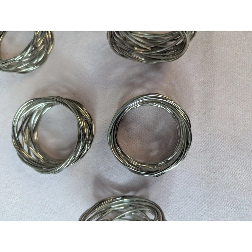 6 lot silver twisted metal napkin rings‎ holder tablescape table decoration
